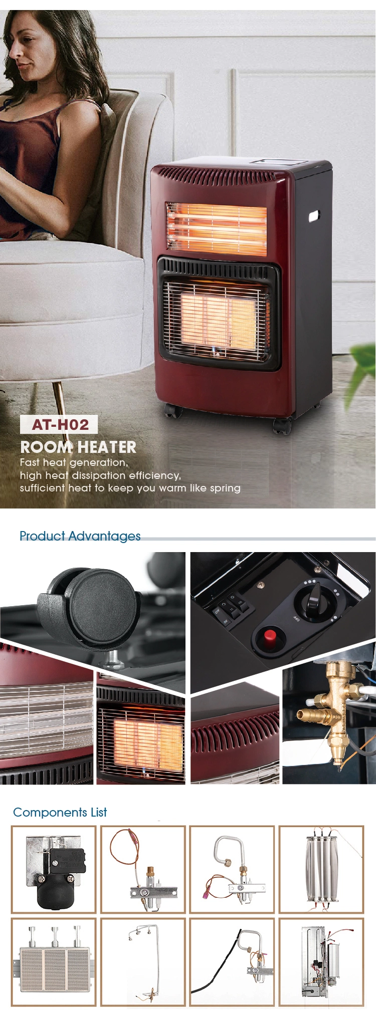 CE Approve Portable Gas Heater 4200W for Home Use